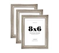 Silver Ornate Picture Frame 8x6 With 7x5 Mount for Photos - Wall & Table Display, Landscape or Portrait, 3 Pack
