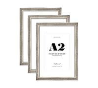 Silver Ornate Picture Frame A2 With A3 Mount for Photos - Wall Display, Landscape or Portrait, 3 Pack