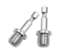 Silver Outer Conversion Rod M10+M14 Woodworking Hex Socket Adapter Converter Impact Power Drill Socket Adapter Set Drill Chuck Hex Shank Converter Drill Chuck Power Drill Parts and Accessories 2pcs