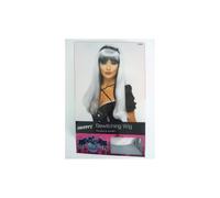 Silver Over Black Ladies Bewitching Wig - wig fancy dress halloween witch ladies black silver bewitching long accessory costume womens