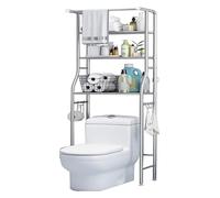 Silver Over The Toilet Storage Rack - Space-Saving Bathroom Shelf Freestanding Toilet Shelf Efficient Bathroom Storage Solution Stylish Toilet Rack for Small Spaces