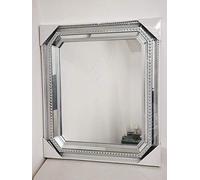 Silver Overmantle Rectangle Shape Elegant Wall Mirror Beaded Mirror 56x65cm