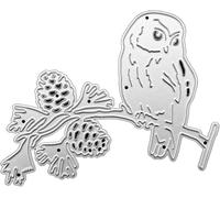 Silver Owl On Branches Leaves 3D Embossing Metal Cutting Dies Stencil DIY Scrapbooking Album Paper Greeting Card Template Mold Metal Cutting Dies for Card Making