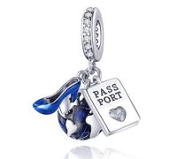 Silver Passport Dangle Charms Fit for Pandora Charms Bracelet Snake Chain Bracelet Necklace
