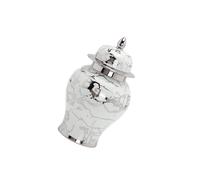(Silver, pattern) Flower Vase Temple Jar Storage Ceramic Ginger Jar 17x17x37cm
