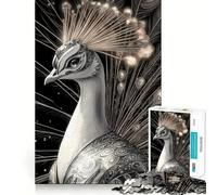 Silver Peacock with Jewels Animal Adults Puzzles 1000 Piece Jigsaws Strengthen Memory Quiet Calm Clean Edge Art Collectible 50x75cm