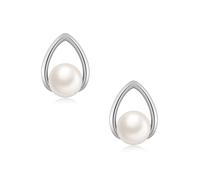 Silver Pearl Drop Earrings for Women Girls, Pearl Stud Earings | Dainty White Gold Hypoallergenic Jewellery Christmas Birthday Gifts