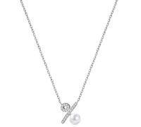 Silver Pearl Necklace, 45 Cm Adjustable Chain, Zircon & Natural Pearl, S925 Sterling Silver Pendant, Elegant Minimalist Jewelry For Women, Fine Present For Any Occasion