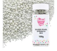 Silver Pearl Sprinkles By Baked With Love | 100g | Silver Sugar Cake Sprinkles, Edible Cake Decorations, Sugar Balls For Cupcakes
