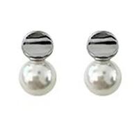 Silver Pearl-Toned Concave Studs Modern Architectural Earrings Geometric Design Day to Night Transition Gift for Her