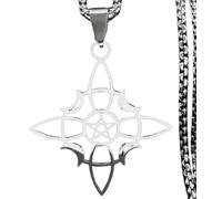 Silver Pentagram Celtic Knot Moon Star Wicca Pendant Necklace UK Seller F4