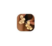 Silver Petal Stud Earrings for Women Simple Trendy Shiny Hypoallergenicity Dangle Earrings Vintage Statement Flower Jewelry (Gold)