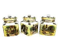 Silver Petals - Appleby Tea Coffee Sugar Canister Air Tight Storage Jars Travellers Gypsy Fine Bone China