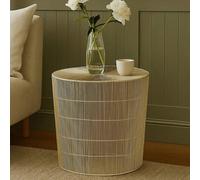 Silver Pewter-Finish Iron Cage Side Table with Concentric Circle Design, Templar