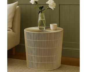 Silver Pewter-Finish Iron Cage Side Table with Concentric Circle Design, Templar