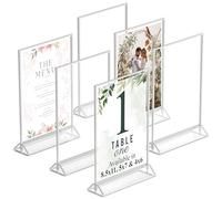Silver Picture Frames Double-Sided, 6-Pack 5x7 Acrylic Table Number Holders, Clear Easel Stands for Signs, Silver Frames for Wedding Table Numbers, Menu Holders, Photo Displays for Events and Décor