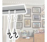 Silver Picture Rail HangersHooks & Wire for Art Galleries Museums Public SpacesRound Mirror & Canvas Frame Hooks (300cm Rail 2.5m Cable 3 Hooks)