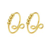 Silver Pieces Rings Spiral-Turn Rings -Stress Ring Anxiety 2 of and Rotating Single-Turn Rings Western Wedding Ring (Gold, One Size)