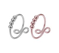 Silver Pieces Rings Spiral-Turn Rings -Stress Ring Anxiety 2 of and Rotating Single-Turn Rings Western Wedding Ring (Sliver,Pink, One Size)