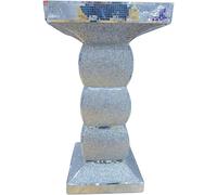Silver Pillar Table Mirrored Crushed Diamond Side Table