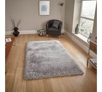 Silver Plain Shaggy Handmade Modern Easy To Clean Rug For Bedroom Dining Room Living Room -200Cm X 290Cm