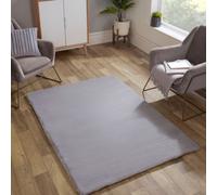 Silver Plain Shaggy Modern Easy To Clean Rug For Dining Room Bedroom And Living Room-80Cm X 150Cm