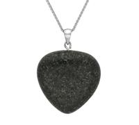 Silver Plate Preseli Large Carved Heart Necklace D - Silver 104023