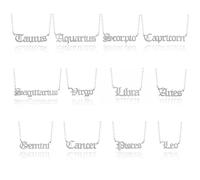 Silver plated 12 Zodiac Sign Fashion Jewellery 12 Constellation Pendant Necklace For Women Birthday Gifts (Aquarius)