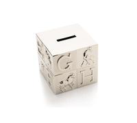 Silver Plated ABC Cube Money Box - P7780