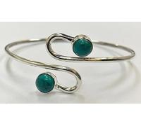 Silver Plated Adjustable Serpentine Cuff Bangle (Turquoise)