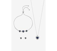 Silver Plated and Sapphire Heart Trio Set - Gift Box Jon Richard Gold One Size