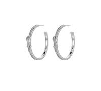 Silver-Plated Buckle CZ Hoop Earrings - Sleek Western-Themed Statement Hoops, Daily & Formal Wear Jewelry for Women