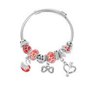 Silver Plated Charm friendship Bracelets for girls lady,exquisite cute anime cartoon Stainless Steel Bangle bracelets with jewelry box, Adjustable Girls Women Jewelry Suitable for holiday party gifts,