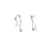 Silver Plated Copper Stud Earrings Irregular Lava Flow Abstract Statement Earring Modern Asymmetric Textured Earrings for Women