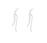 Silver Plated Copper Threader Earrings, Minimalist Curved Wave Line Drop Earrings, Modern Abstract Threader Earrings for Women