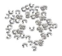 Silver Plated Crimp Bead Covers Round Findings 4mm PK50