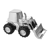 Silver Plated Digger Money Box Construction Tractor - Christening Gift Digger Piggy Bank - Bambino Baby Shower Keepsake Gift - Newborn 1st Birthday Present Boys Girls