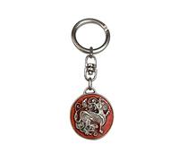 Silver plated Dragon Dog red keyring VIKINGS. Viking Celtic Talisman of Protection and Valor. Gift idea for Fantasy and Cosplay lovers. Craft jewel. Diameter Medal 3 cm