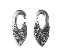 Silver plated Ear Weights for Stretched Lobes - Two Earring Plugs"BALI" - Craft Jewel - Unique original model handmade by Italian craftsman - h 2.36 in