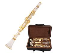 Silver Plated Gold Plated Bb Clarinet Acrylic Transparent Tube Body Excellent Timbre Beginner Clarinet (Color : Gold plated)