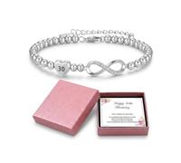 Silver Plated Infinity Heart Bracelet 16th 18th 21st 30th 60th Birthday | Adjustable silver plated infinity heart charm bracelet with card & gift box. Birthday presents for mum, daughter or her.