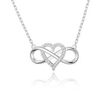 Silver Plated Infinity Heart Necklace Created with Swarovski Crystals