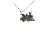 Silver Plated Large Steam Train Necklace