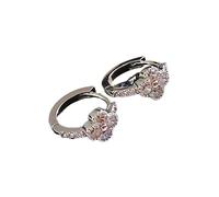 Silver Plated Pave Crystal Heart Huggie Hoop Earrings Mini 1.1×0.61cm