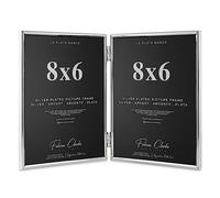 Silver Plated Photo Frame Double Book Style Picture Frame Plain Satin Finish and Tarnish Protected for Wedding Picture or Family Photo (8x6)