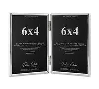 Silver Plated Photo Frame Double Book Style Picture Frame Plain Satin Finish and Tarnish Protected for Wedding Picture or Family Photo (6x4)