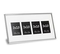 Silver Plated Photo Frame Picture Frame For 4 Small Photos Plain Satin Finish and Tarnish Protected for Wedding Picture, Baby or Family Photos