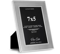 Silver Plated Photo Frame Picture Frame Polished Finish With Double Trim Detail and Tarnish Protected for Wedding Picture or Family Photos (7x5)