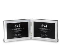 Silver Plated Picture Frame Double Frame Landscape Orientation for Two Photos or Pictures Traditional Silver Picture Frames & Tarnish Resistant (6x4)