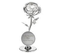 Silver Plated ROSE Ornament TO MY BEAUTIFUL WIFE I Love You Birthday Valentines Day Gift Romantic Presents for Wife on Our 25th Wedding Anniversary